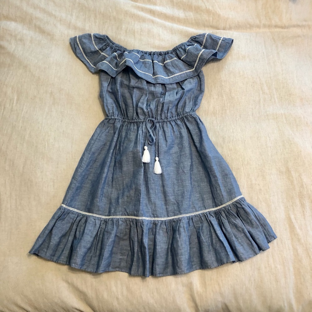 J. Crew Linen Blend Off the Shoulder Dress